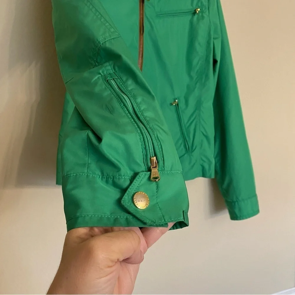 LAUREN Ralph Lauren Lightweight Jacket Buckle Collar Mockneck Size Medium Preppy